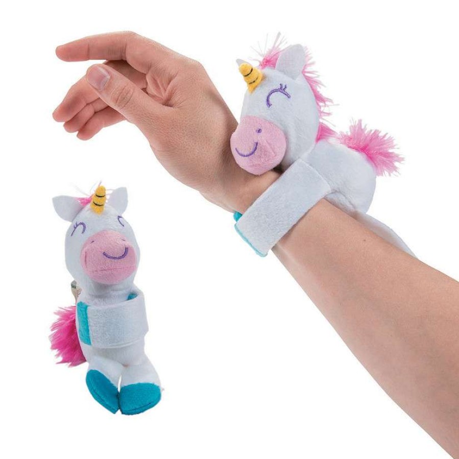 Plush Toys * | Buy Hugging Stuffed Unicorn Slap Bracelets 12 Pc.