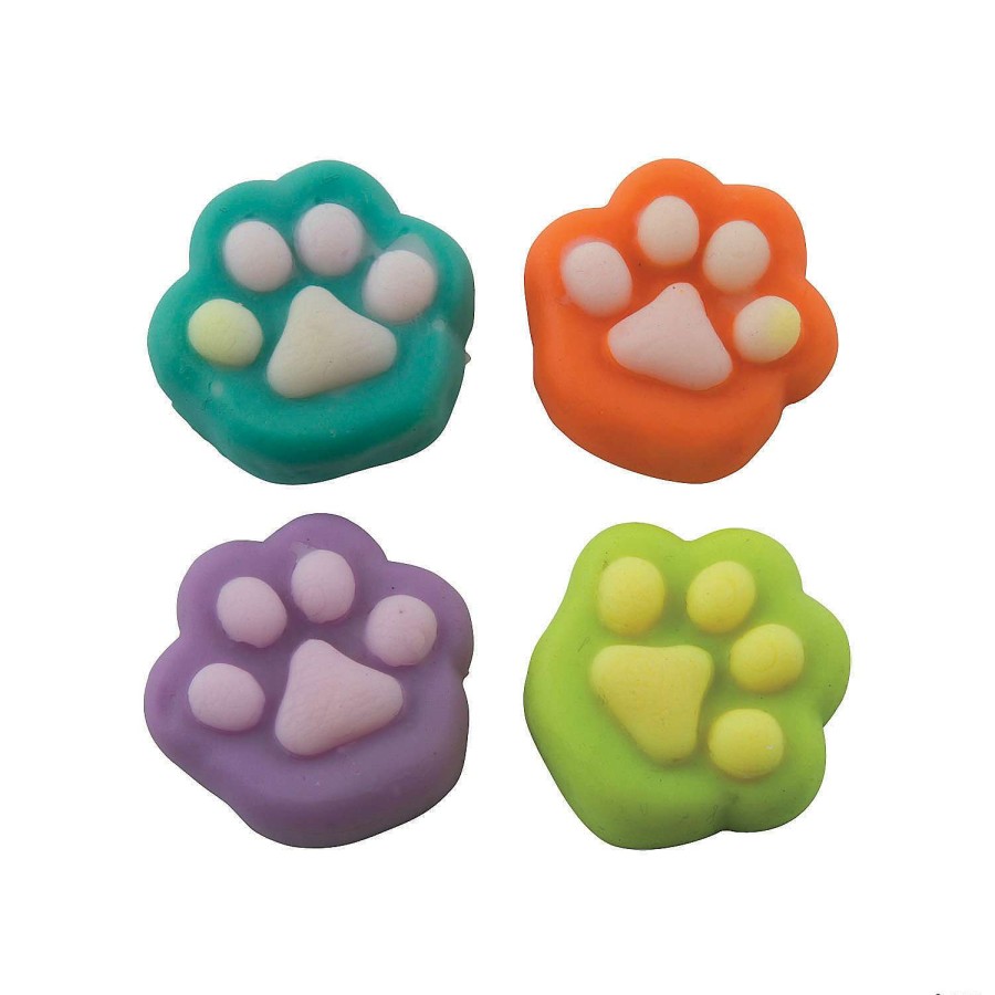 Rubber Duckies * | Outlet Paw Print Mochi Squishies 12 Pc.