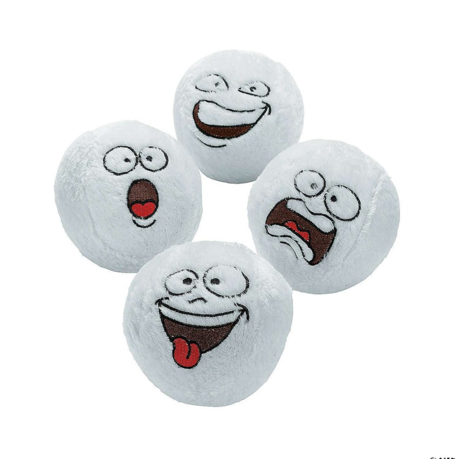 Plush Toys * | Promo Mini Funny Face Stuffed Snowballs 12 Pc.