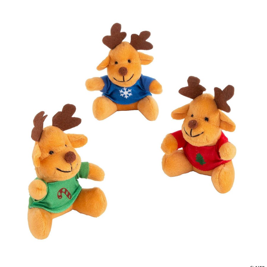 Plush Toys * | Outlet Christmas Stuffed Reindeers With T-Shirt 12 Pc.