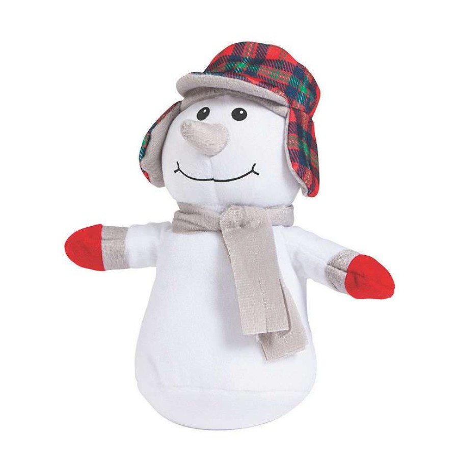 Plush Toys * | Discount Stuffed Snowman With Ear Flap Hat