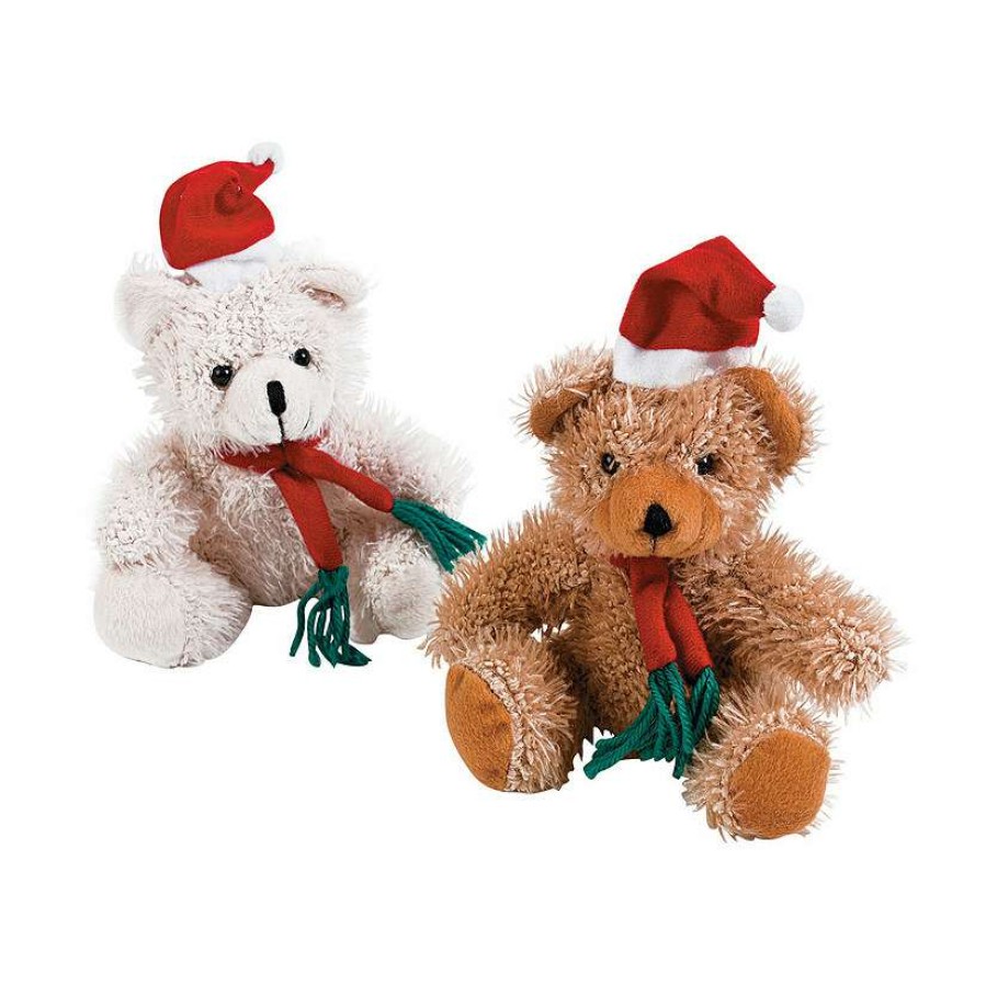 Plush Toys * | Best Reviews Of Christmas Scarf & Santa Hat Stuffed Bears 12 Pc.