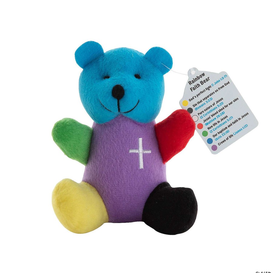 Plush Toys * | Wholesale Religious Rainbow-Colored Stuffed Bears 12 Pc.