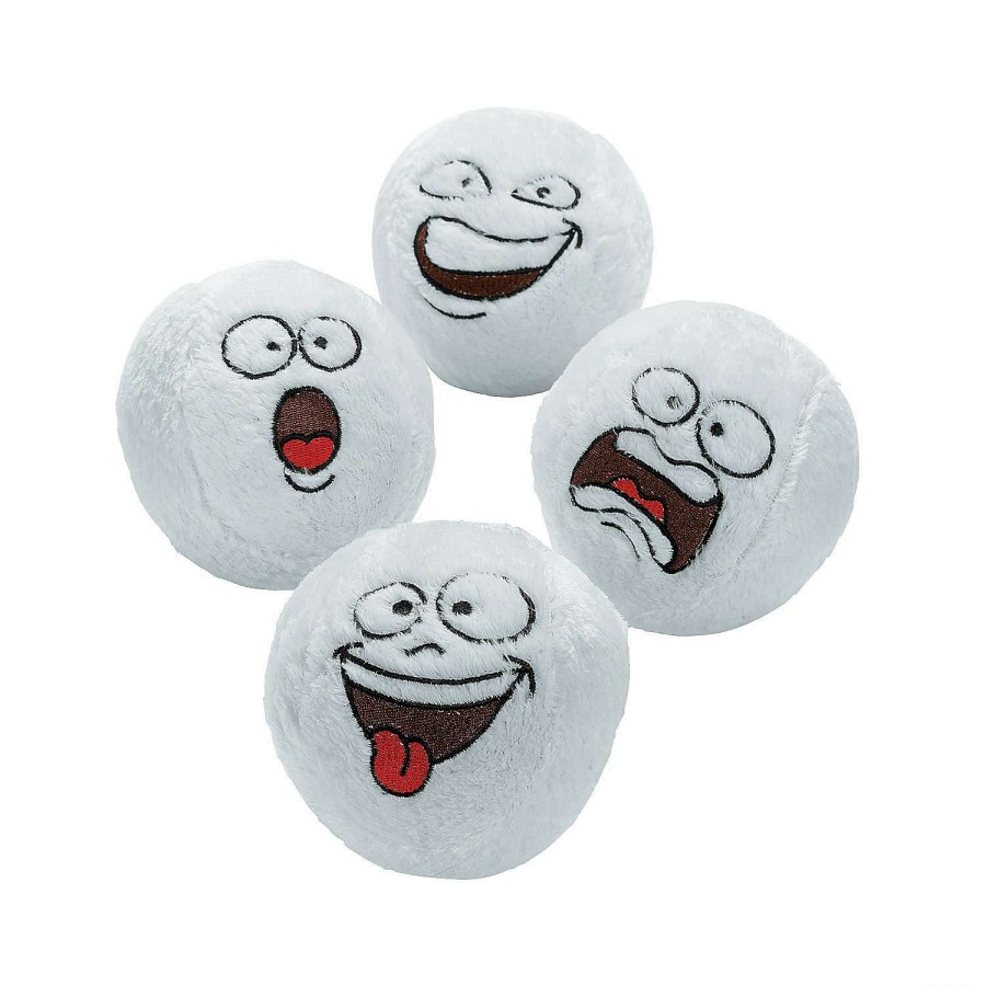 Plush Toys * | Best Pirce Bulk Funny Face Stuffed Snowballs 144 Pc.