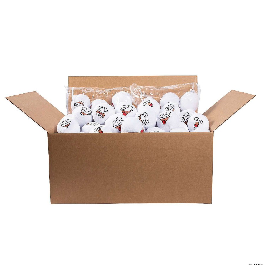 Plush Toys * | Best Pirce Bulk Funny Face Stuffed Snowballs 144 Pc.