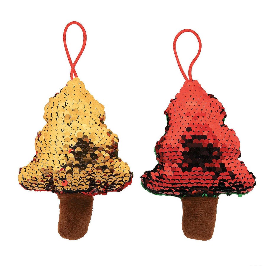 Plush Toys * | Buy Reversible Sequin Stuffed Christmas Tree Ornaments 12 Pc.