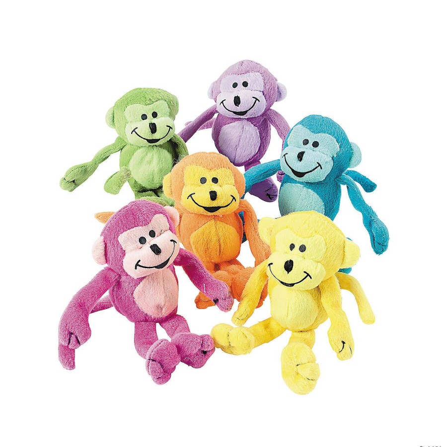 Plush Toys * | Deals Neon Stuffed Monkeys 12 Pc.