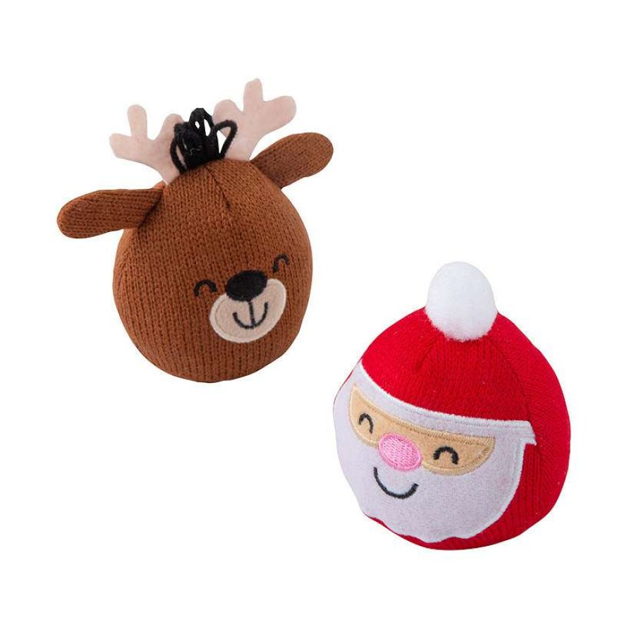 Plush Toys * | Buy Knitted Santa & Reindeer Christmas Characters