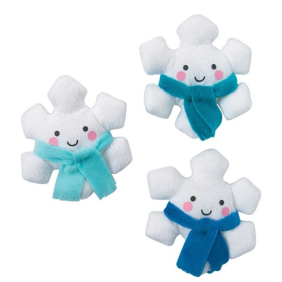 Plush Toys * | Cheapest Mini Winter Stuffed Smile Face Snowflakes 12 Pc.