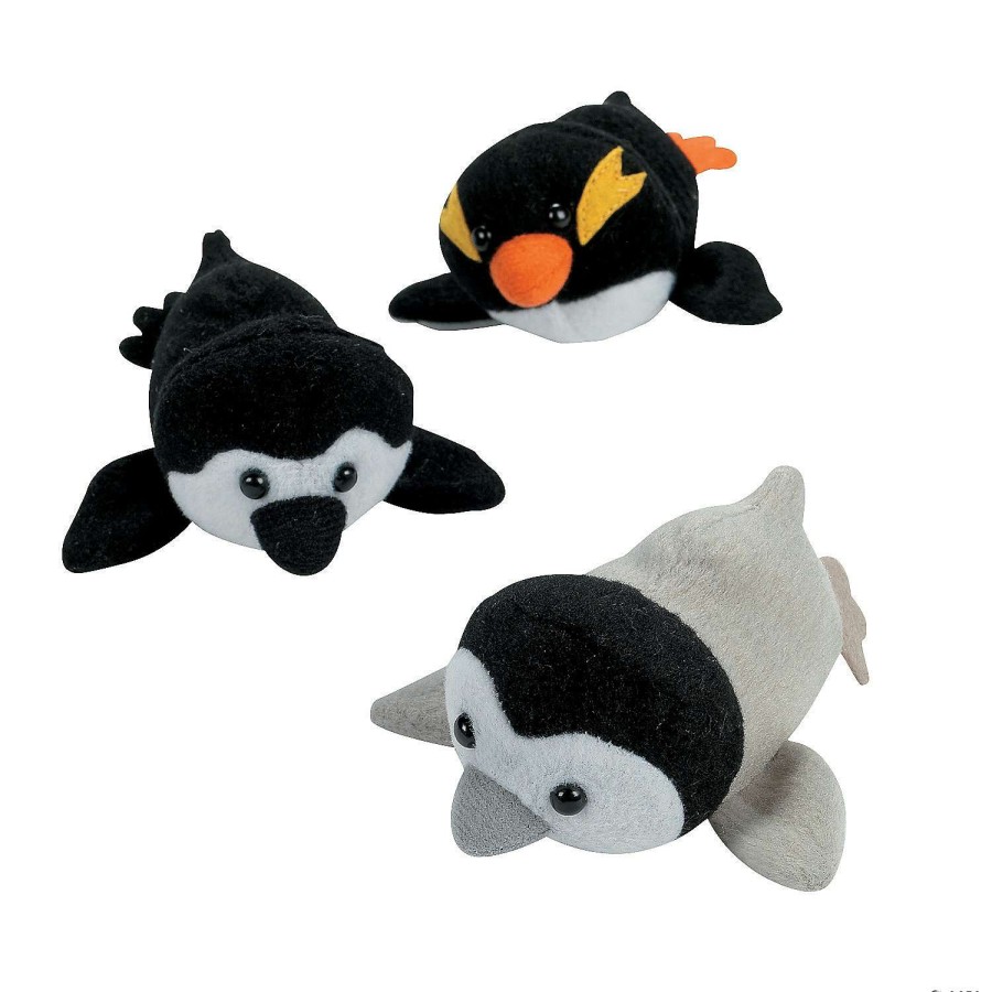 Plush Toys * | Coupon Mini Black & White Stuffed Penguins 12 Pc.