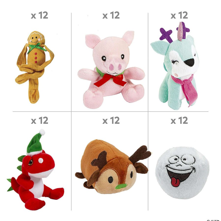 Plush Toys * | Top 10 Bulk Christmas Stuffed Giveaway Kit 72 Pc.