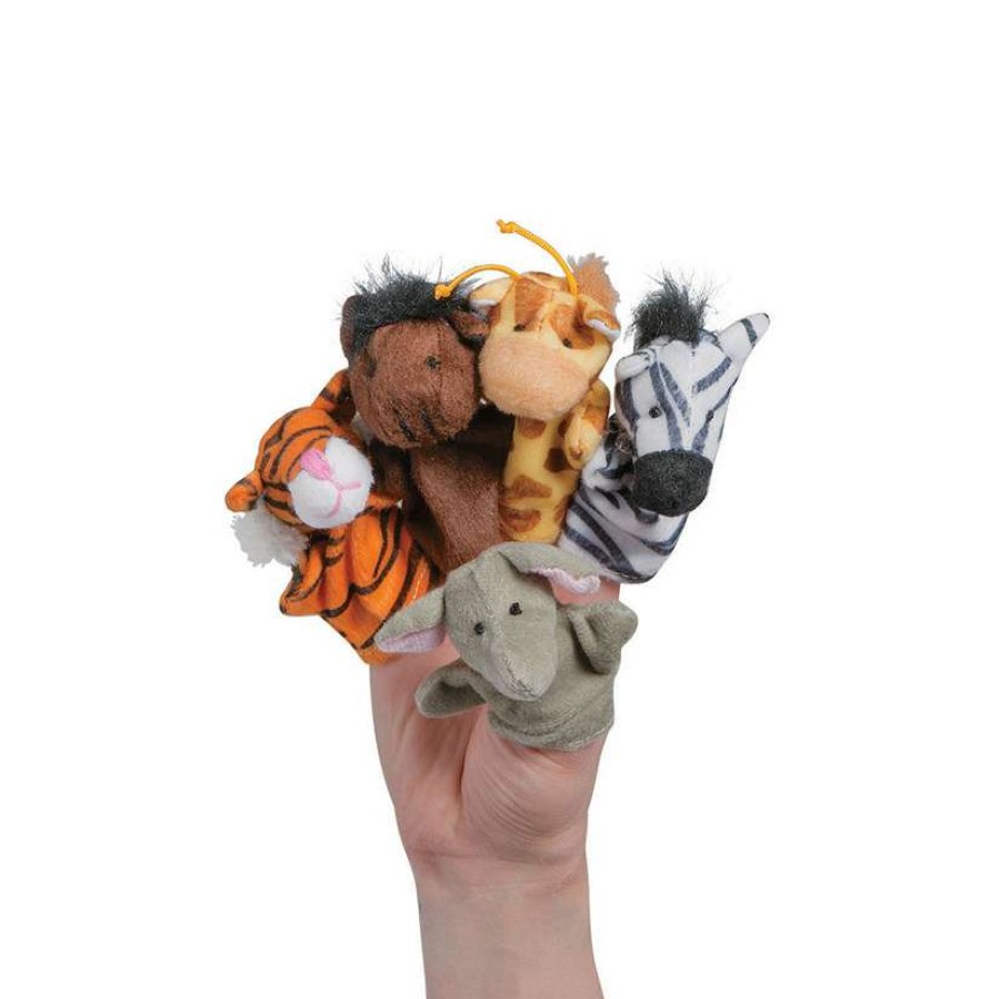 Plush Toys * | New Jungle & Farm Animal Stuffed Finger Puppets 12 Pc.