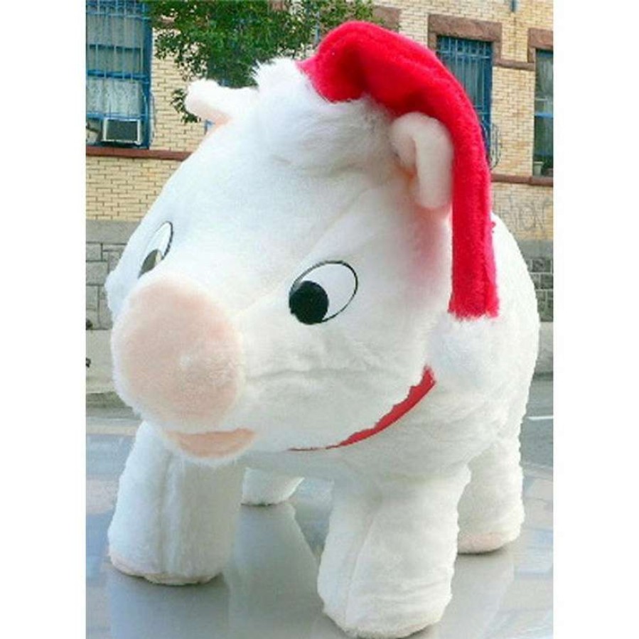 Plush Toys * | Deals Big Teddy Huge Stuffed Pig 27 Inches Christmas Santa Hat White