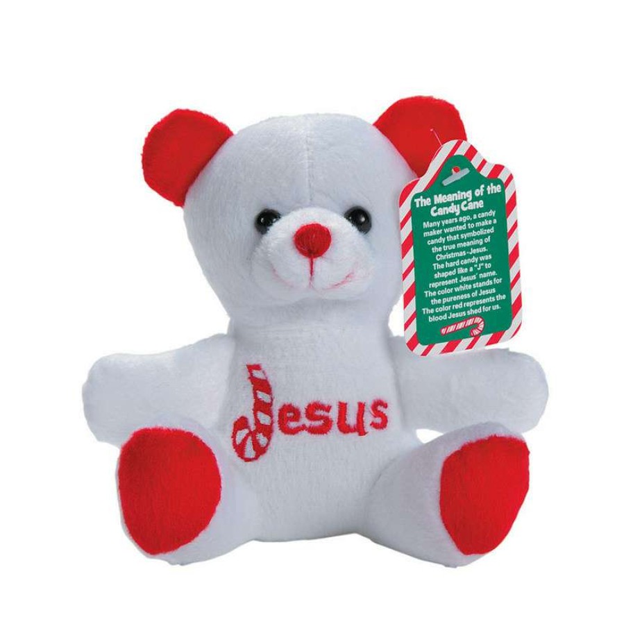 Plush Toys * | Cheap Candy Cane Religious Stuffed Bears With Card 12 Pc.