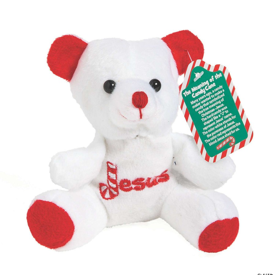 Plush Toys * | Best Deal Candy Cane Religious Stuffed Bears With Card 48 Pc.