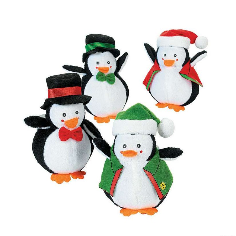 Plush Toys * | New Holiday Dressed Stuffed Penguins 12 Pc.