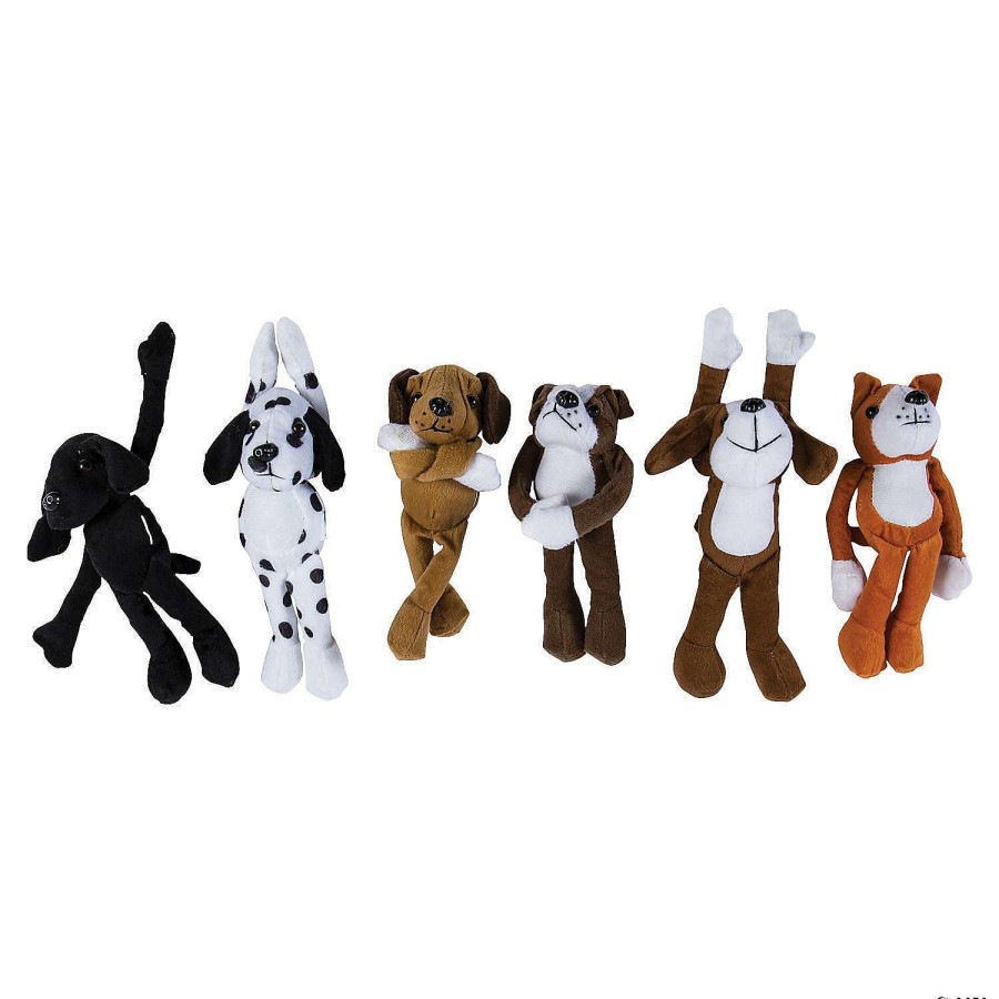 Plush Toys * | Discount Bulk Long Arm Black, White & Brown Stuffed Dogs 72 Pc.