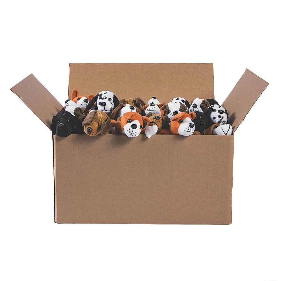 Plush Toys * | Discount Bulk Long Arm Black, White & Brown Stuffed Dogs 72 Pc.