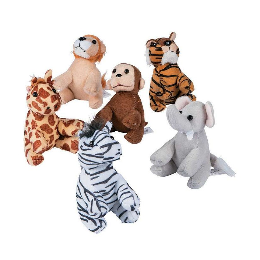 Plush Toys * | Best Pirce Sitting Stuffed Zoo Animals 12 Pc.